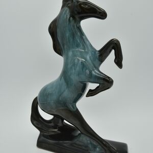 Elegant Black and Blue Horse Sculpture